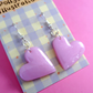 Heart Earrings - CHOOSE YOUR COLOUR (sterling silver plated, hypoallergenic)