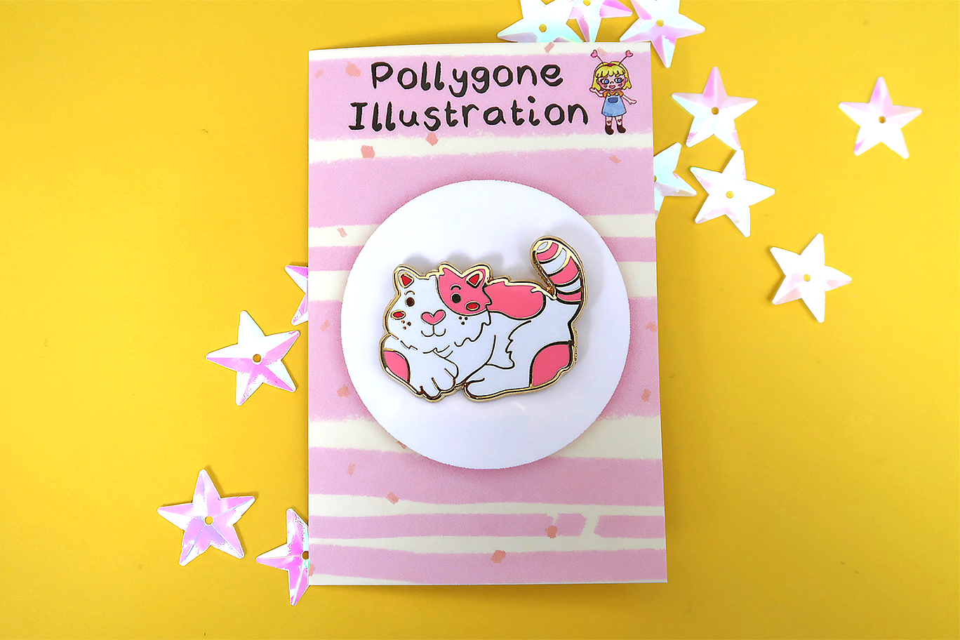 Sitting Enamel Love Heart Cat Pin