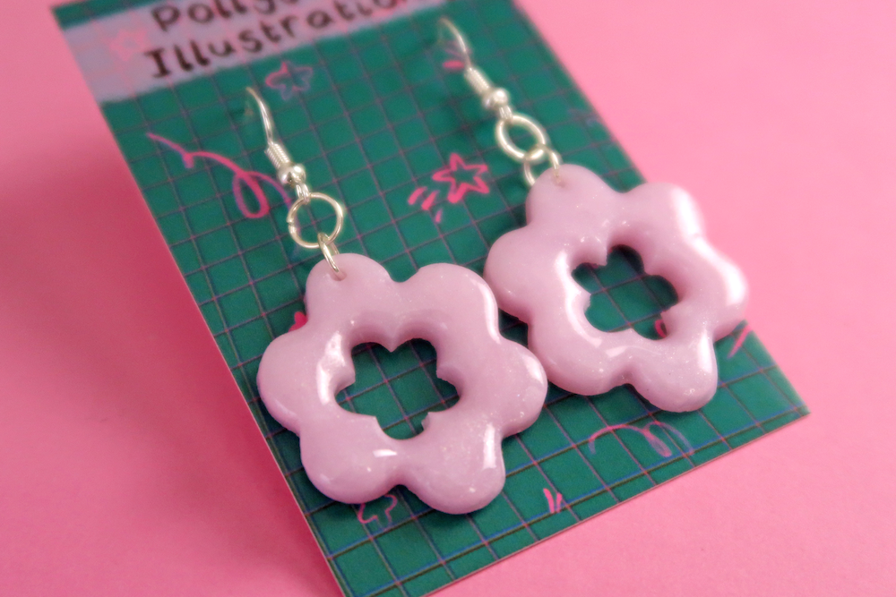 Swirly Flower Earrings - CHOOSE YOUR COLOUR  (sterling silver plated, hypoallergenic)