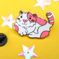 Enamel Love Heart Cat Pins Set ( 1 Sitting & 1 Standing Cat)