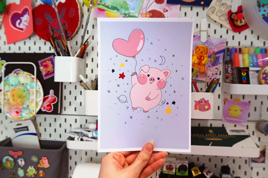 Balloon Pig A5 Print