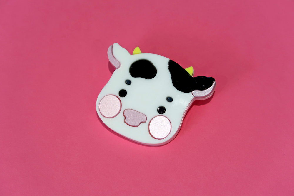 Acrylic Cow Badge