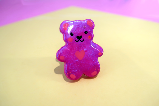 Pink Shimmer Bear Badge