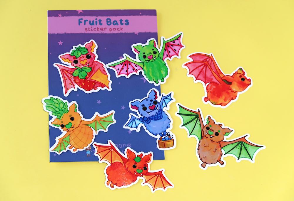 Fruit Bats Vinyl Sticker Set (Pack of 7)