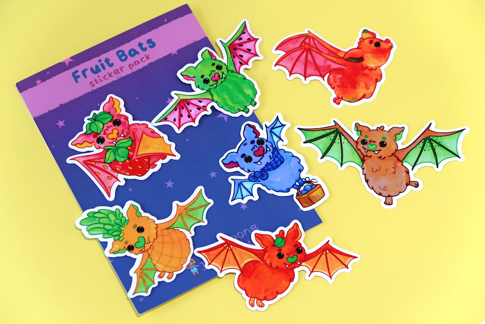 Fruit Bats Vinyl Sticker Set (Pack of 7)