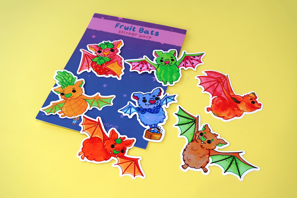 Fruit Bats Vinyl Sticker Set (Pack of 7)
