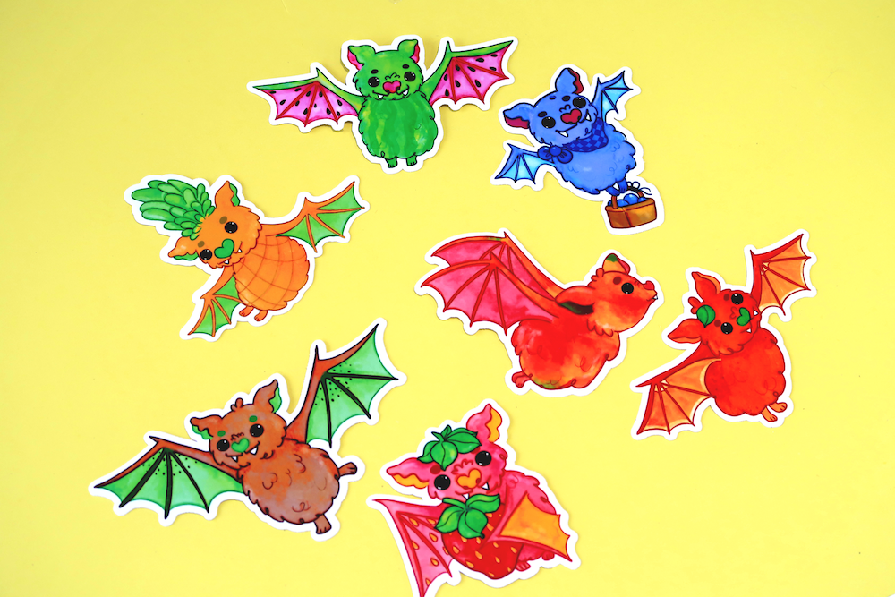 Fruit Bats Vinyl Sticker Set (Pack of 7)