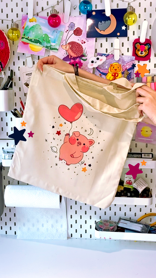 Balloon Pig in Space Tote Bag